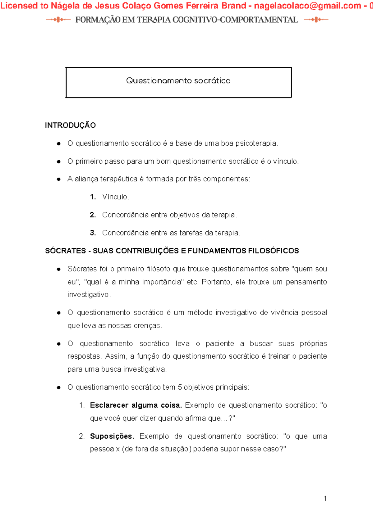 Aula+3+-+Questionamento+socrático - Questionamento socrático INTRODUÇÃO ...