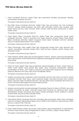 Contoh Soal Pajak Daerah 1 Studocu