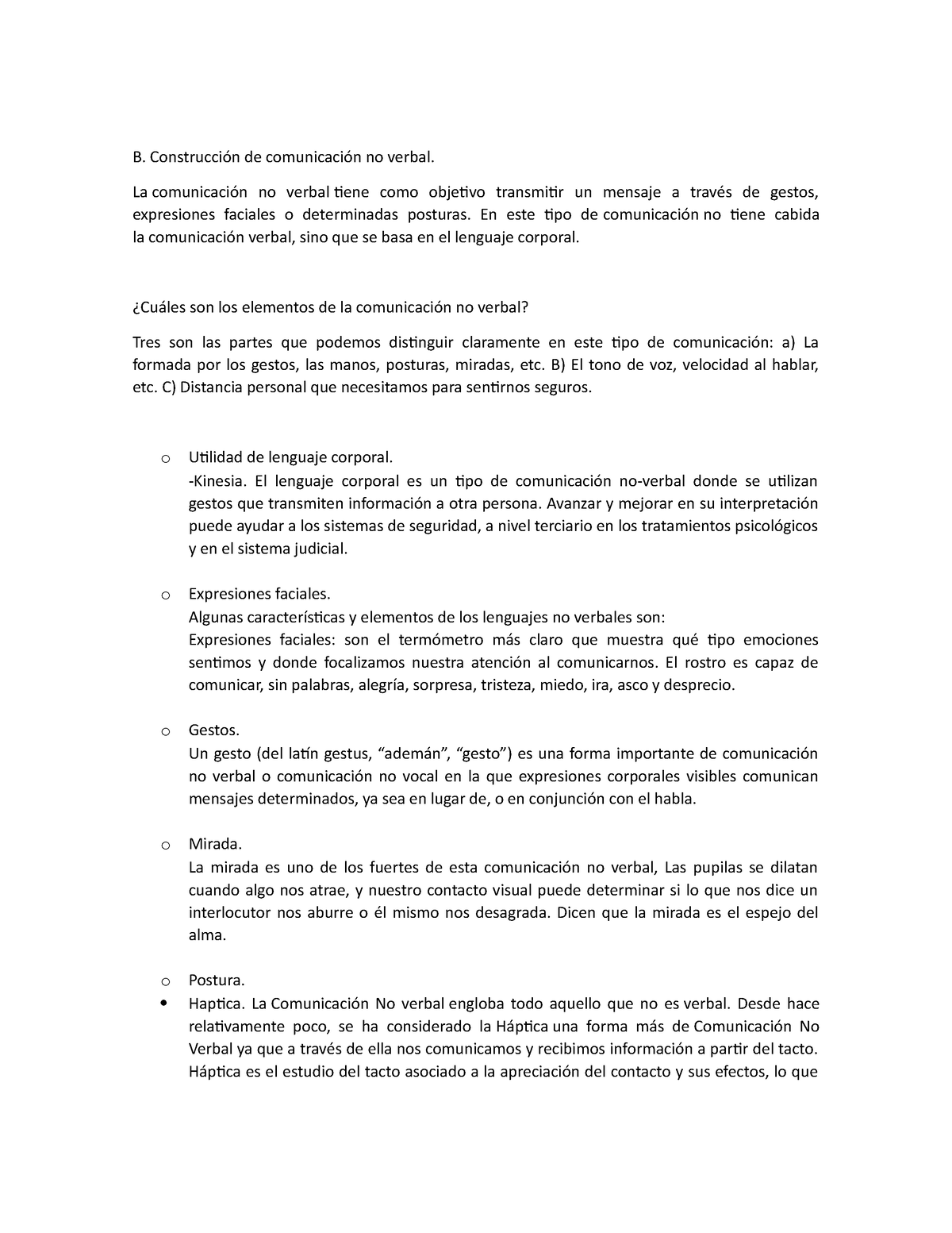 Comunicación No Verbal - B. Construcción De Comunicación No Verbal. La ...