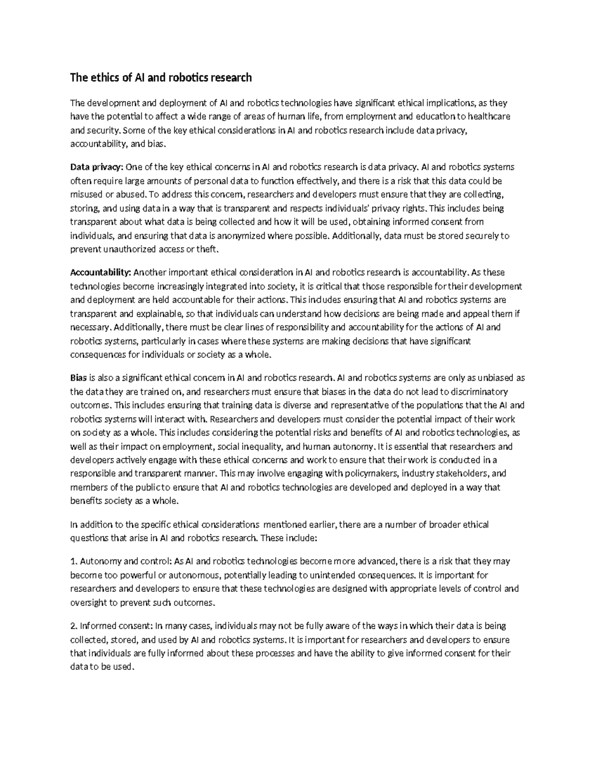 The ethics of AI and robotics research - Some of the key ethical ...