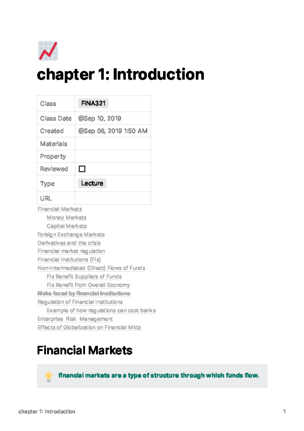 Chapter 1 Introduction - Chapter 1: Introduction Class FINA 321 Class ...