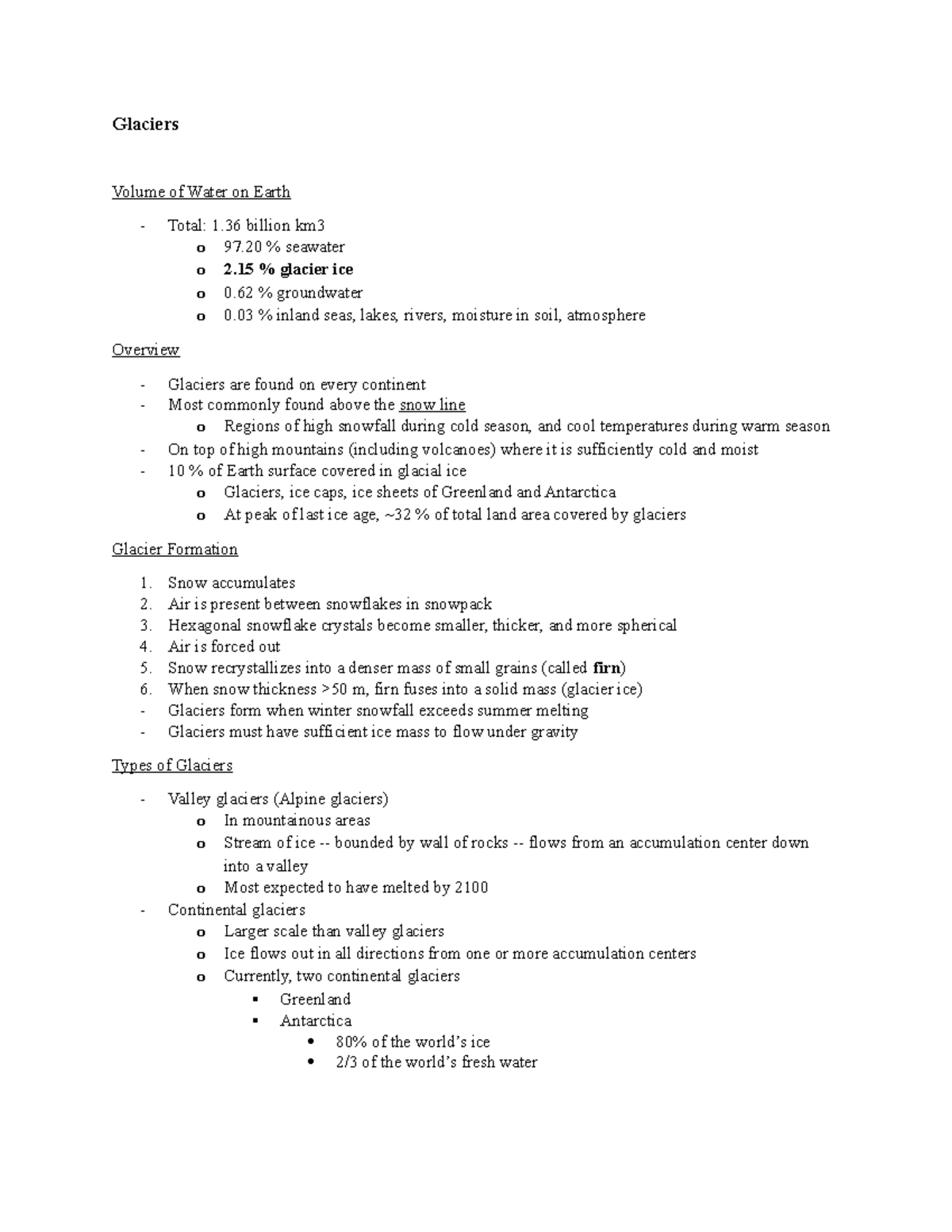 geoscience-lecture-10-notes-part-2-glaciers-volume-of-water-on-earth