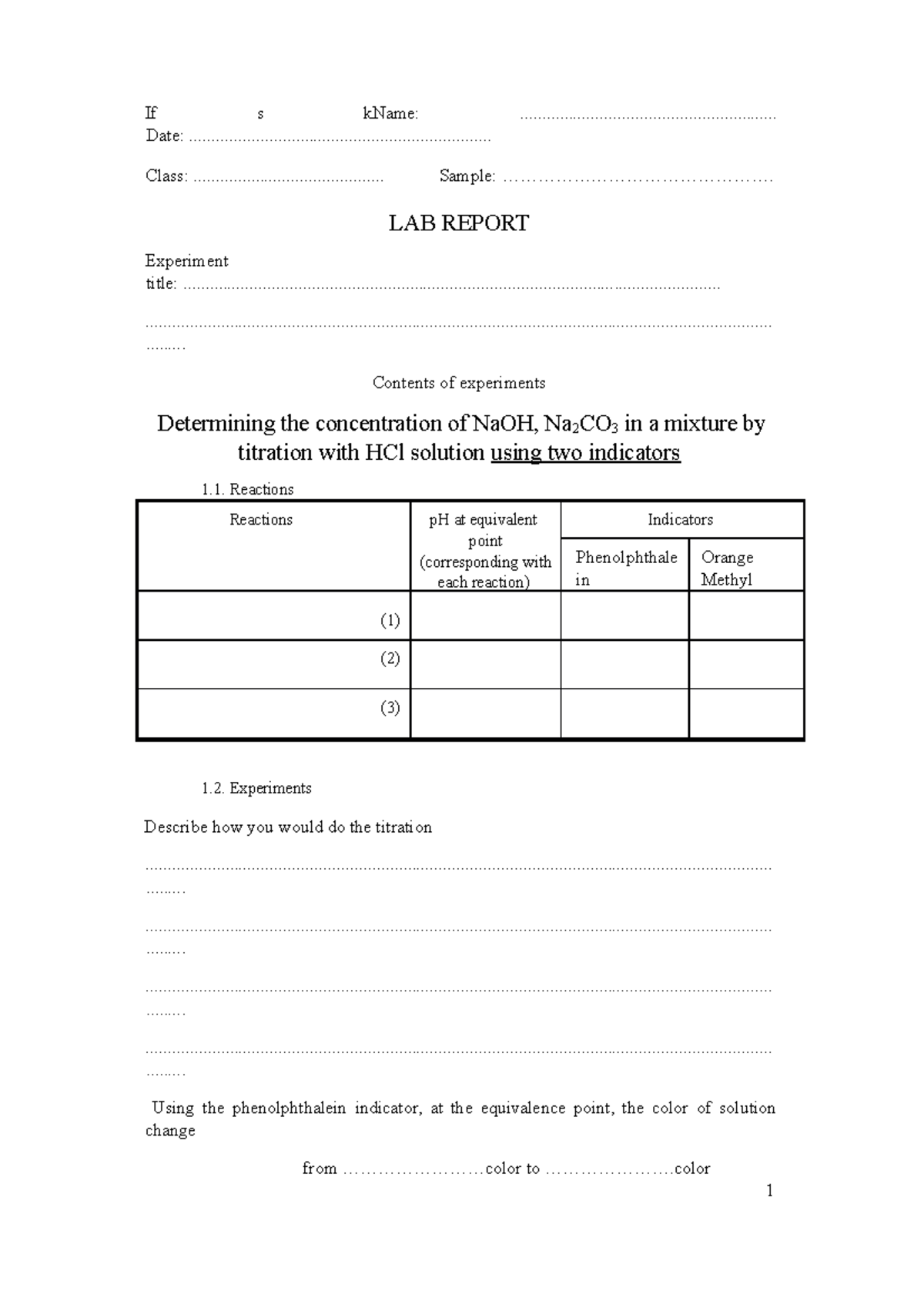 CH3340 E LabReport 20202 If s kName