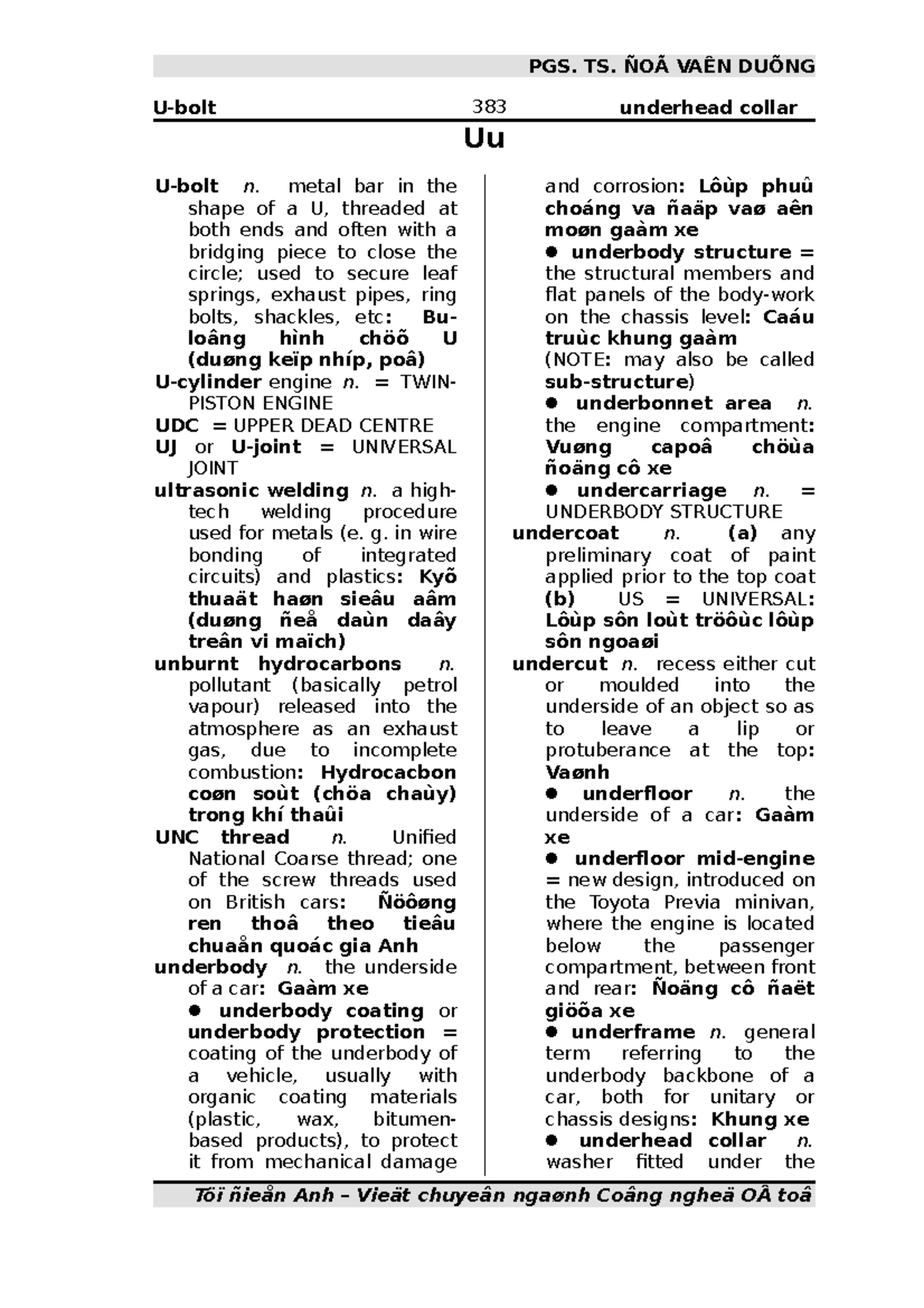 Dictionary(U,V) This is a dictionary about car and detailing service