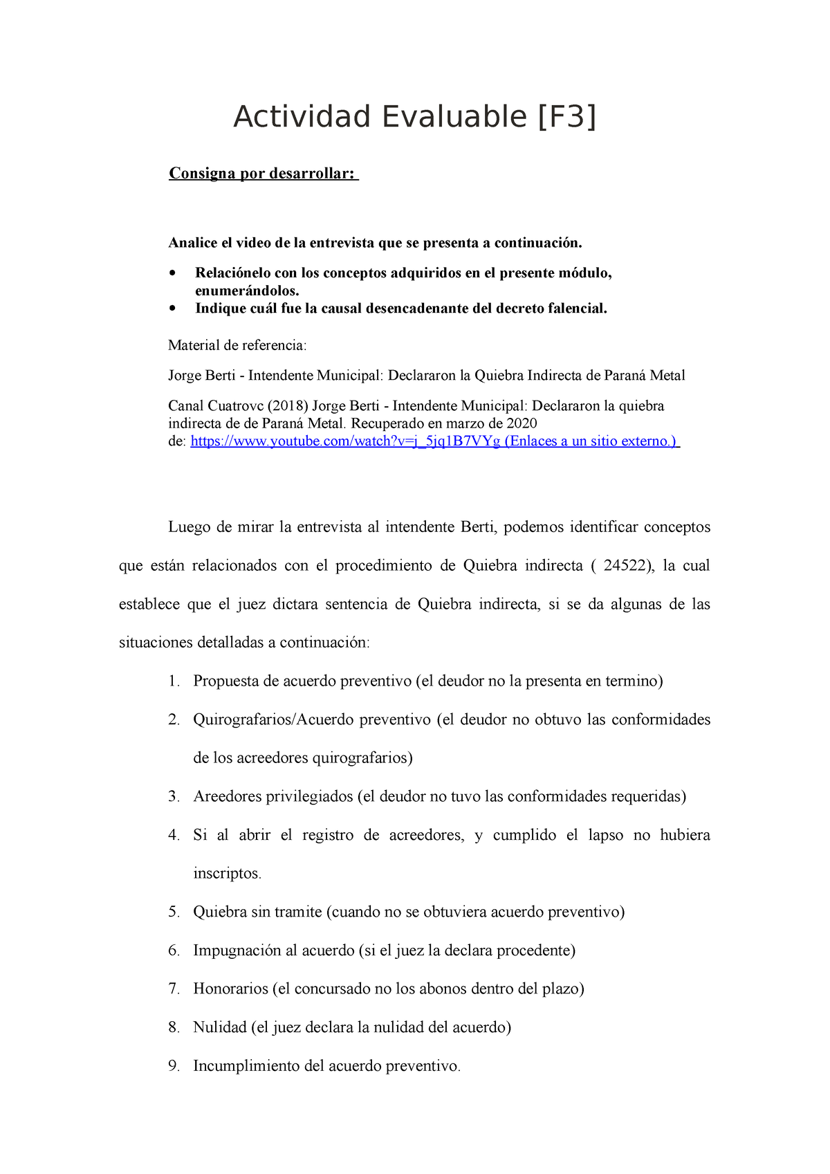 Actividad Evaluable 3 Derecho Concursal - Actividad Evaluable [F3 ...