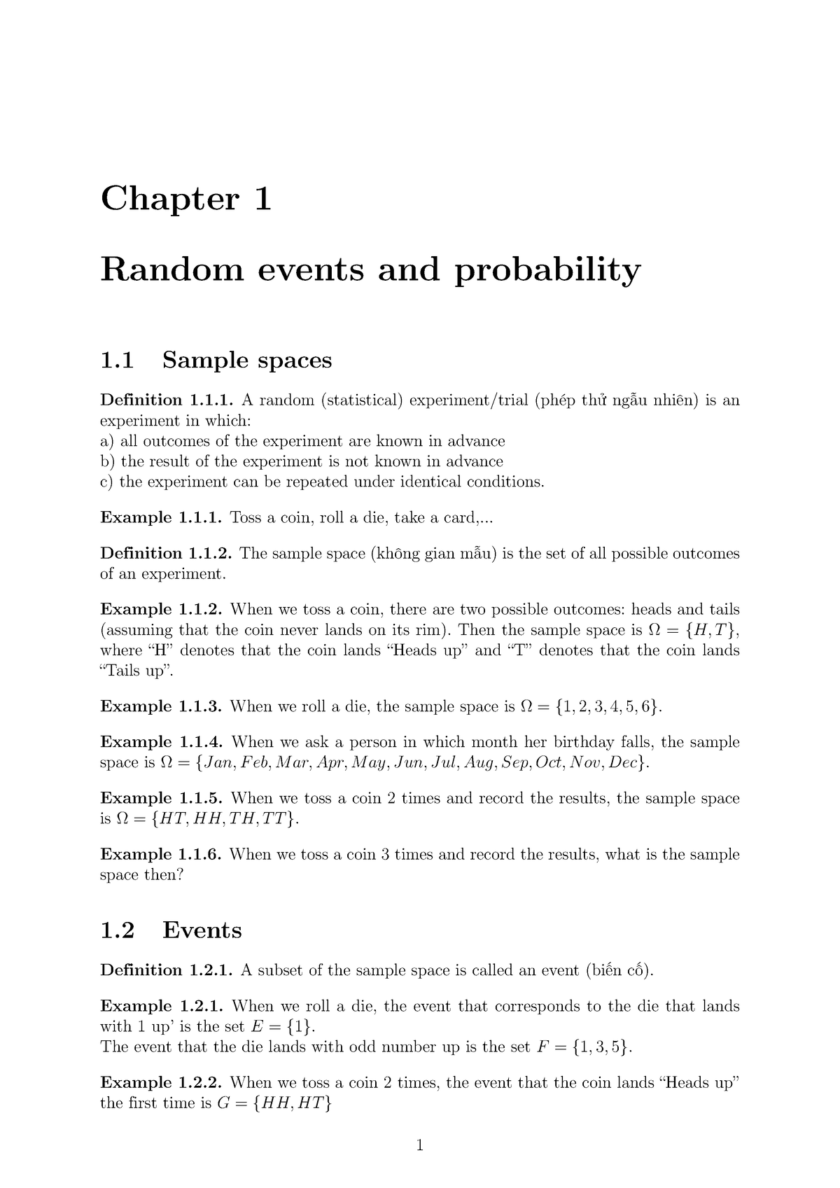 Chapter 1-đã Gộp - Hjkjhu - Chapter 1 Random Events And Probability 1 ...