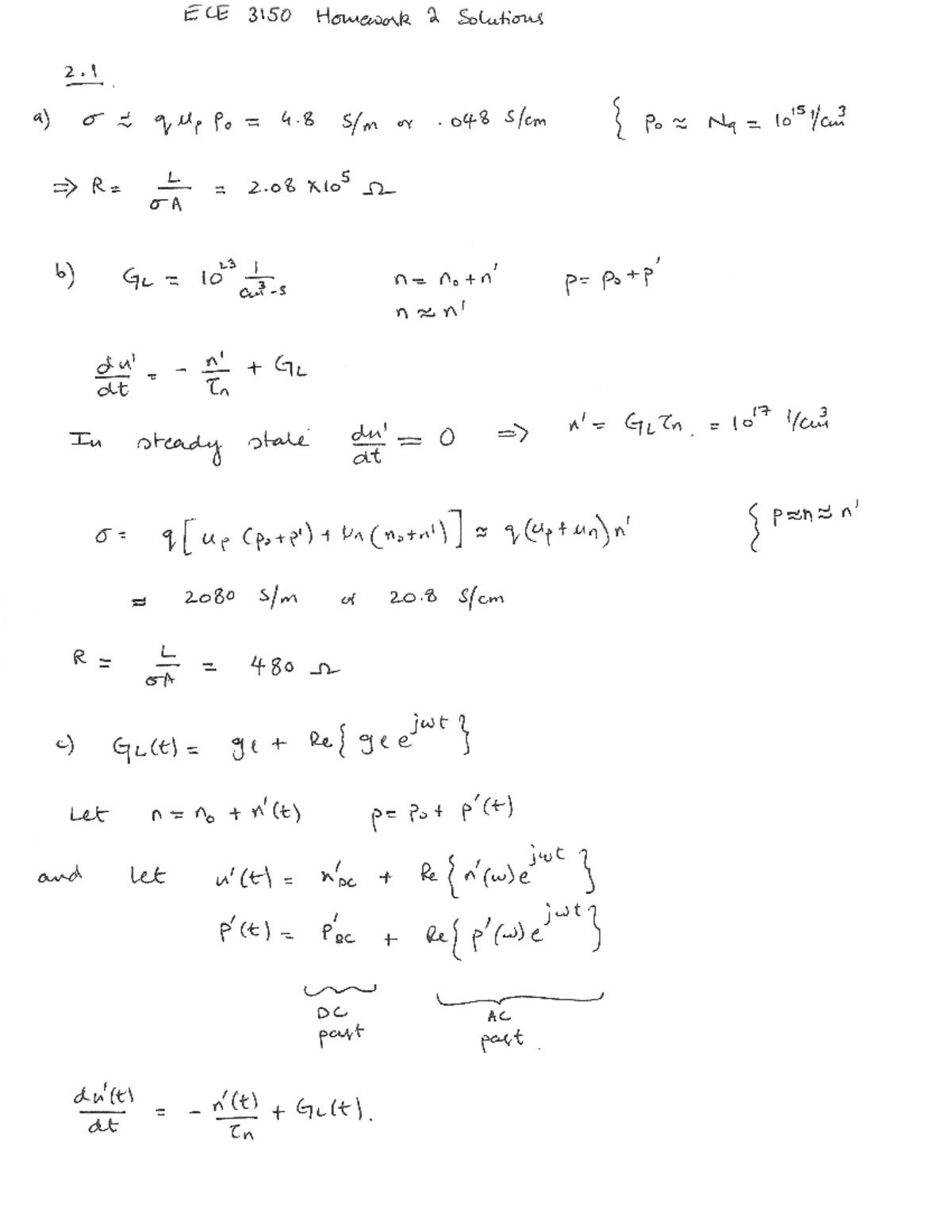 Seminar assignments - Homework 2 solutions - 2A a) 0" :3 WW (’0 :2 ...