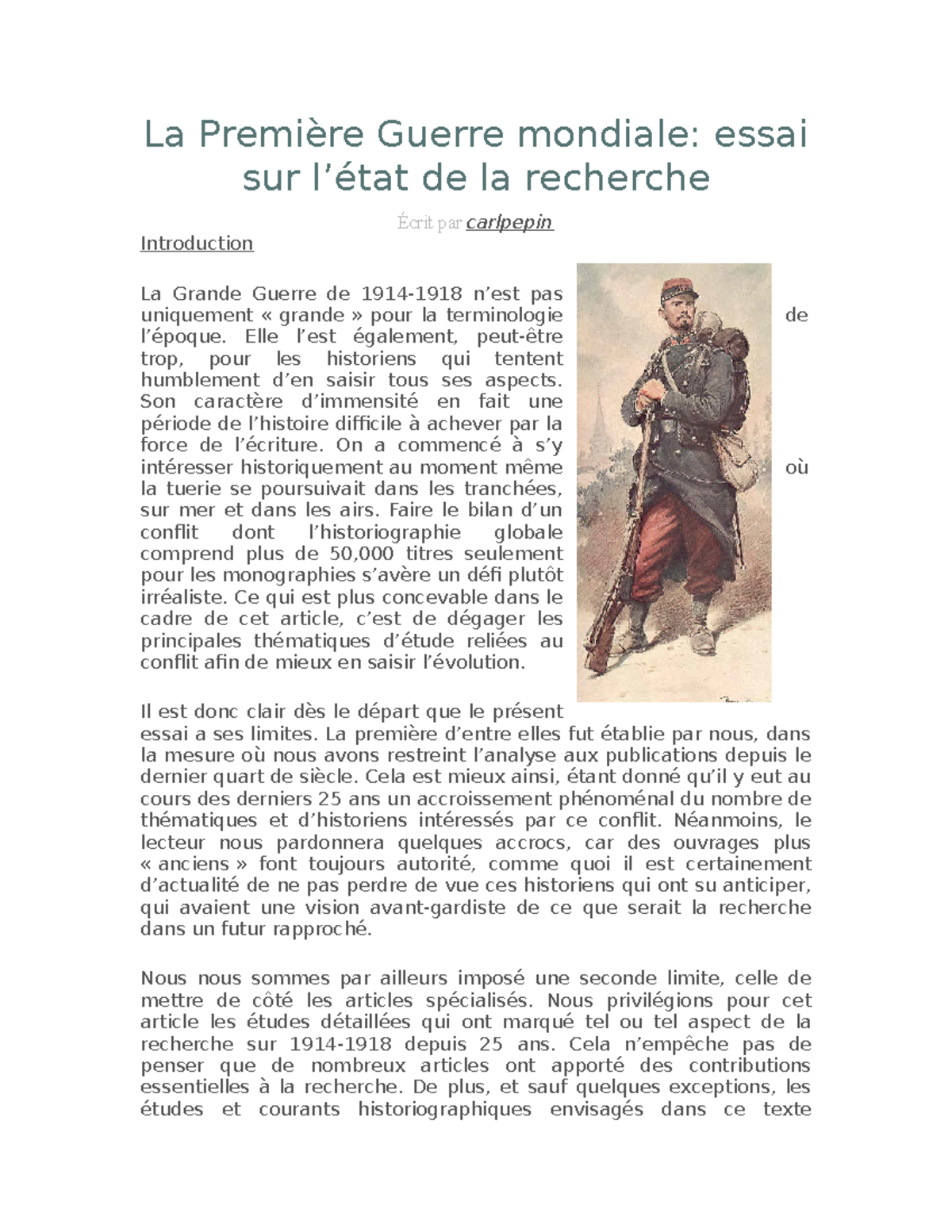 dissertation 1er guerre mondiale