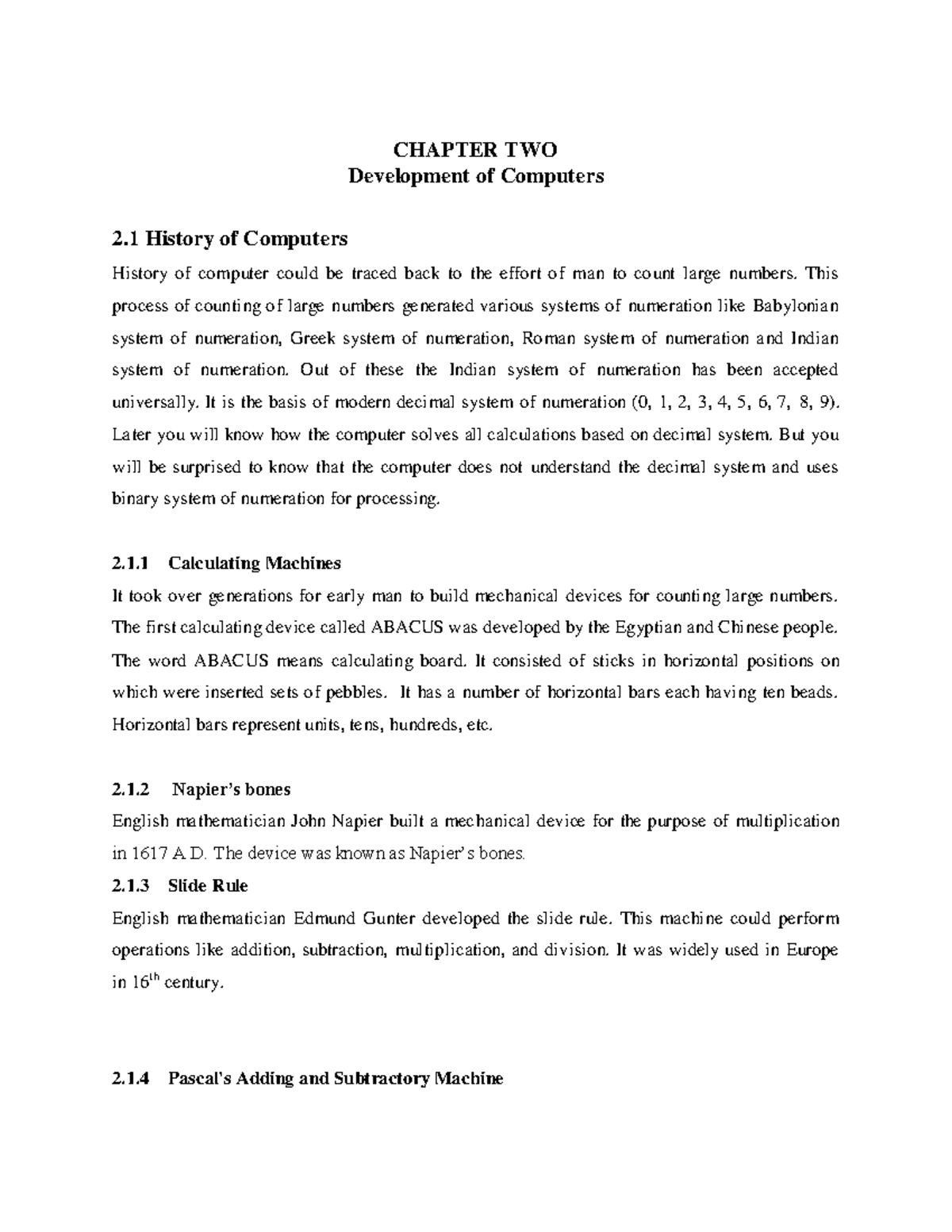 Computer Applications Chapter 2 - CHAPTER TWO Development of Computers ...