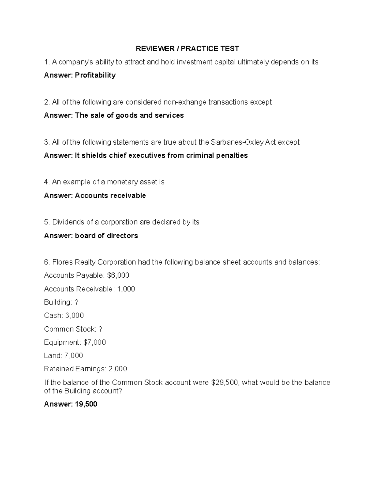 Practice TEST Accounting - ACCOUNTANCY - OLFU - Studocu
