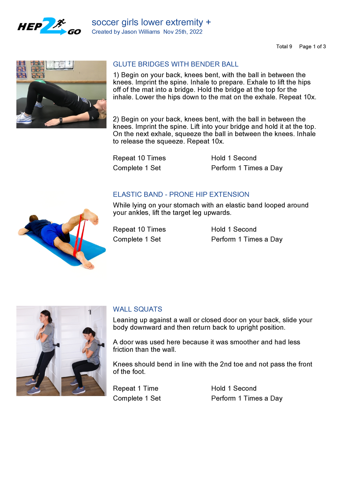 Exercises - YOUR HOME PROGRAMsoccer girls lower extremity + Created by ...