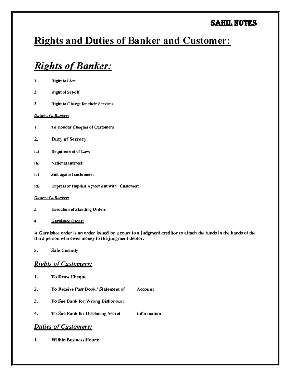 What Are The Rights And Duties Of A Banker