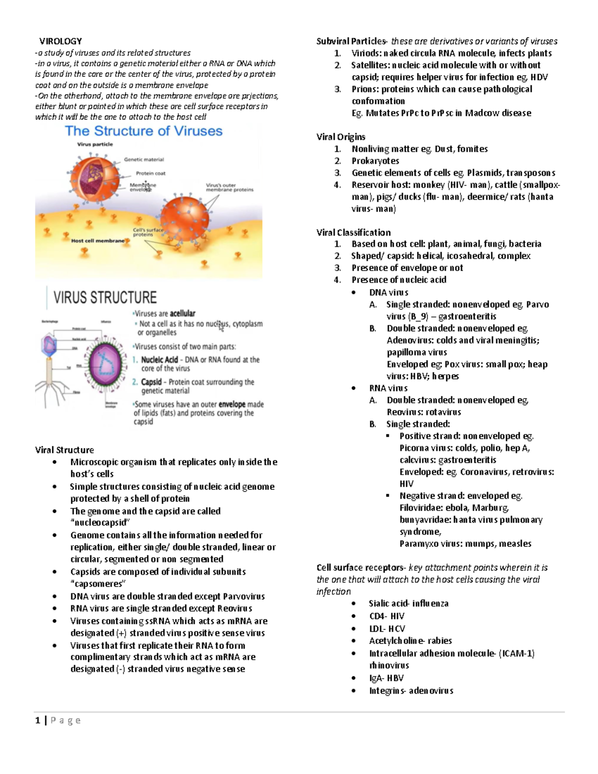 Virology- Final-notes - VIROLOGY -a study of viruses and its related ...