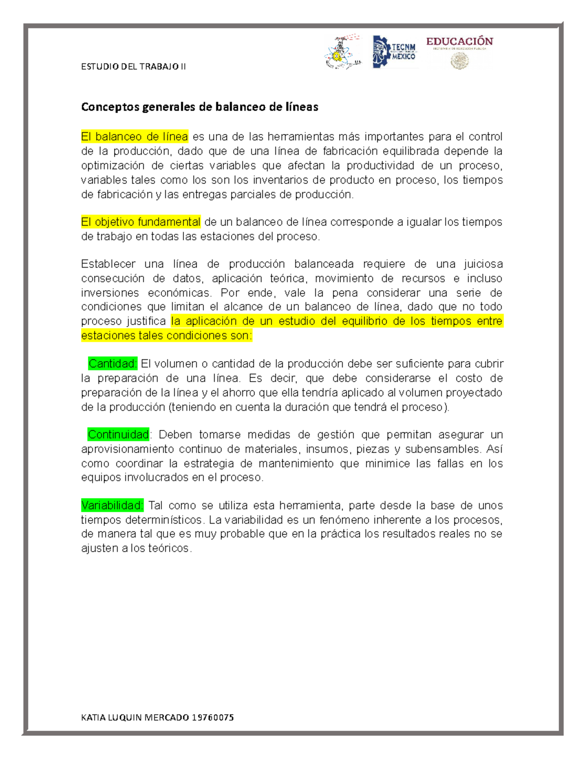 Conceptos Generales De Balanceo De Líneas - Conceptos Generales De ...