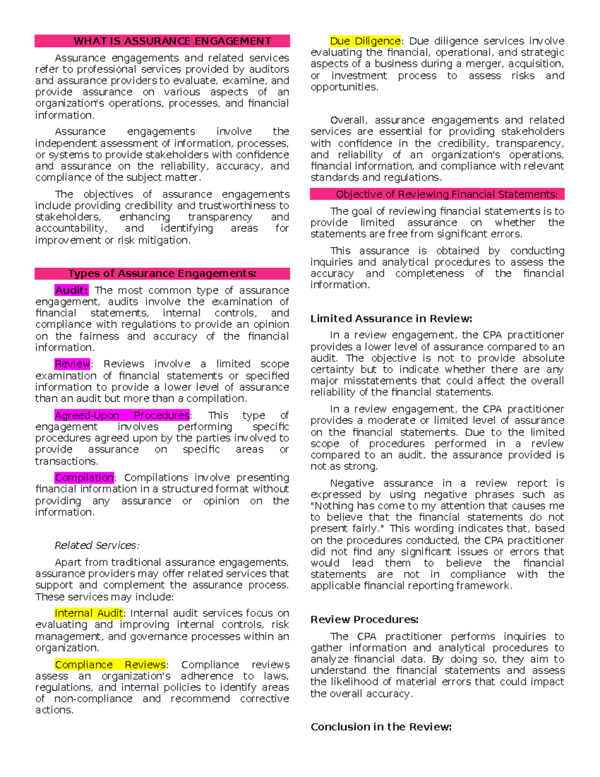 Chapter 12 Aud Theo (Further explanation) - WHAT IS ASSURANCE ...