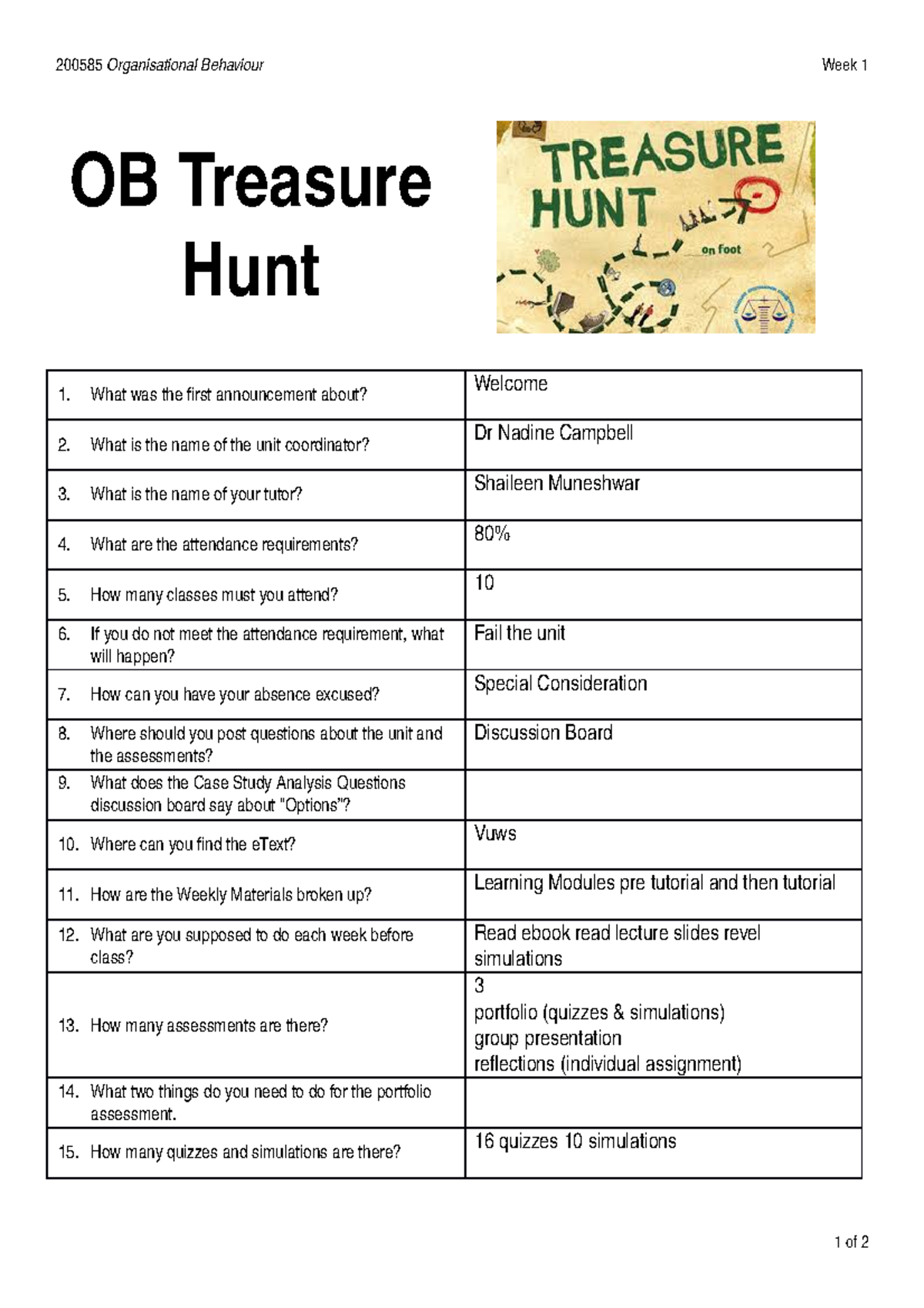 OB Week 01 Treasure Hunt 2021 - 200585 - UWS - Studocu