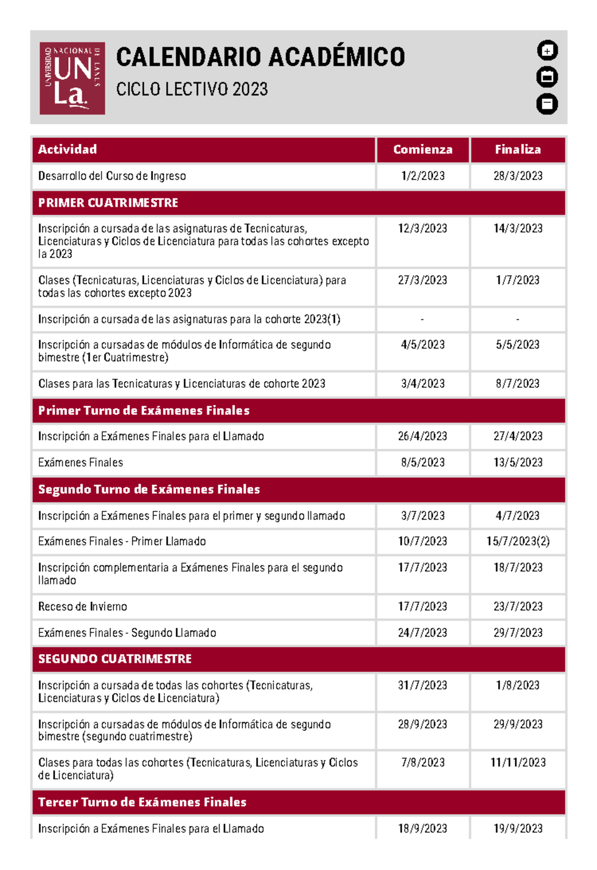 Calendario académico itfip b 2023 6