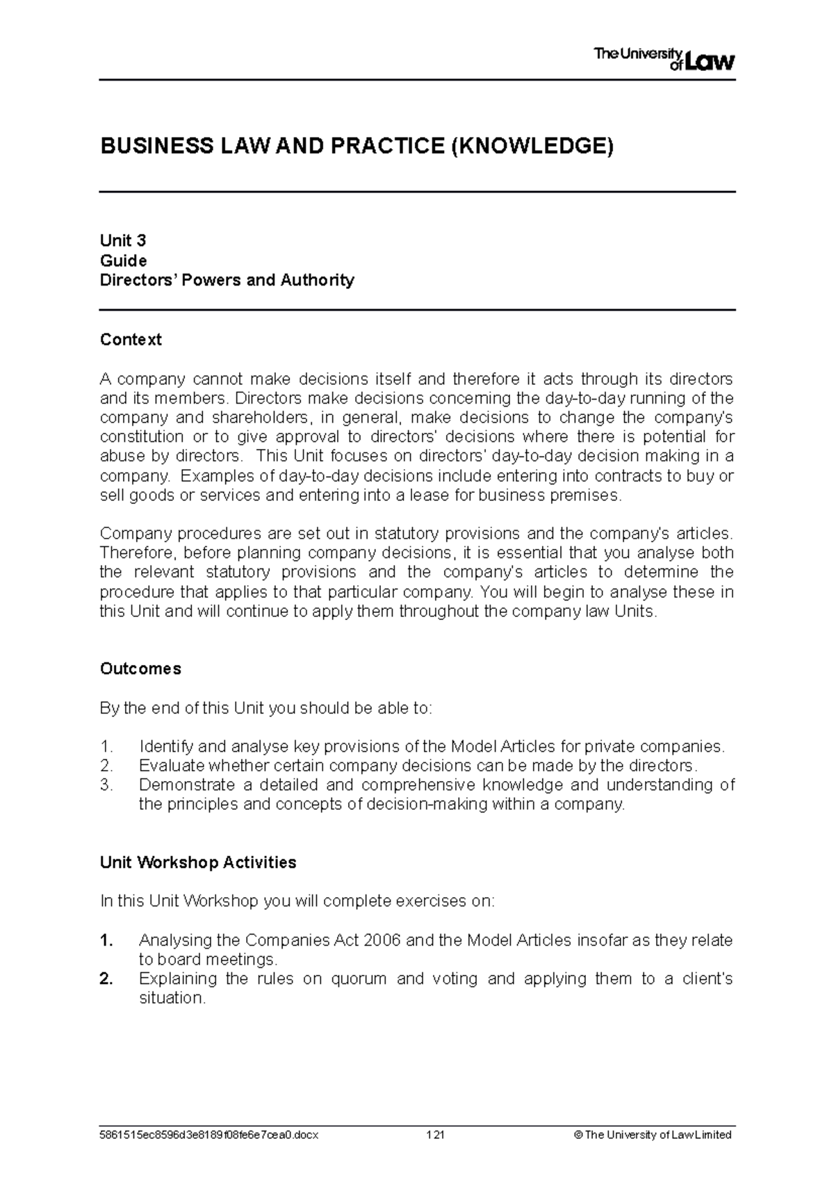 2122 blp ws03 ce01 guide for legal practice course - BUSINESS LAW AND ...