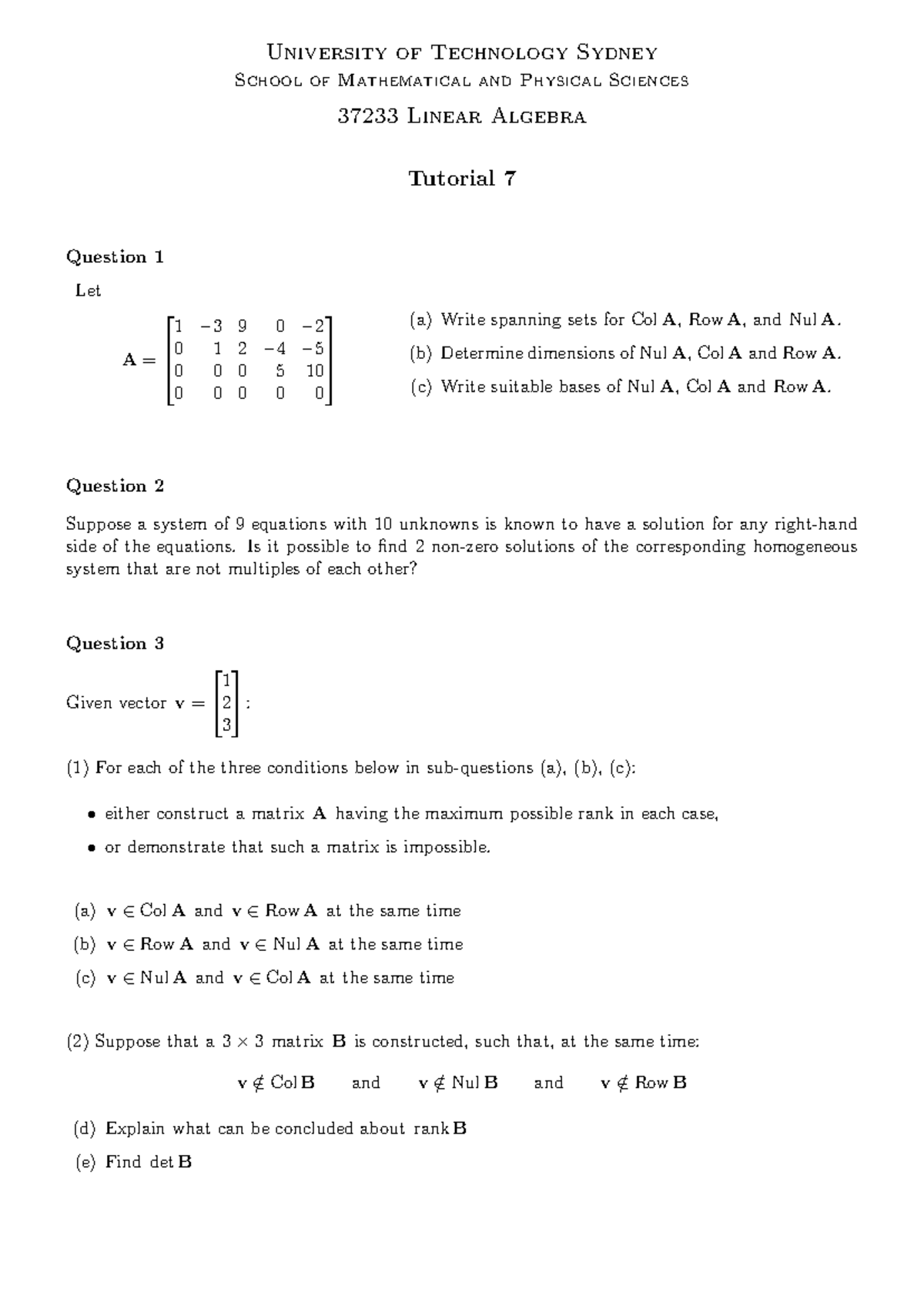 Tp-07 - Tut 7 - University of Technology Sydney School of Mathematical ...