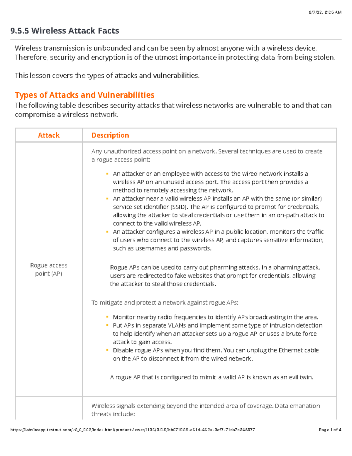 Test Out 9 TestOut Chapter 9.5.5 Facts Sheet 806 AM 9.5 Wireless