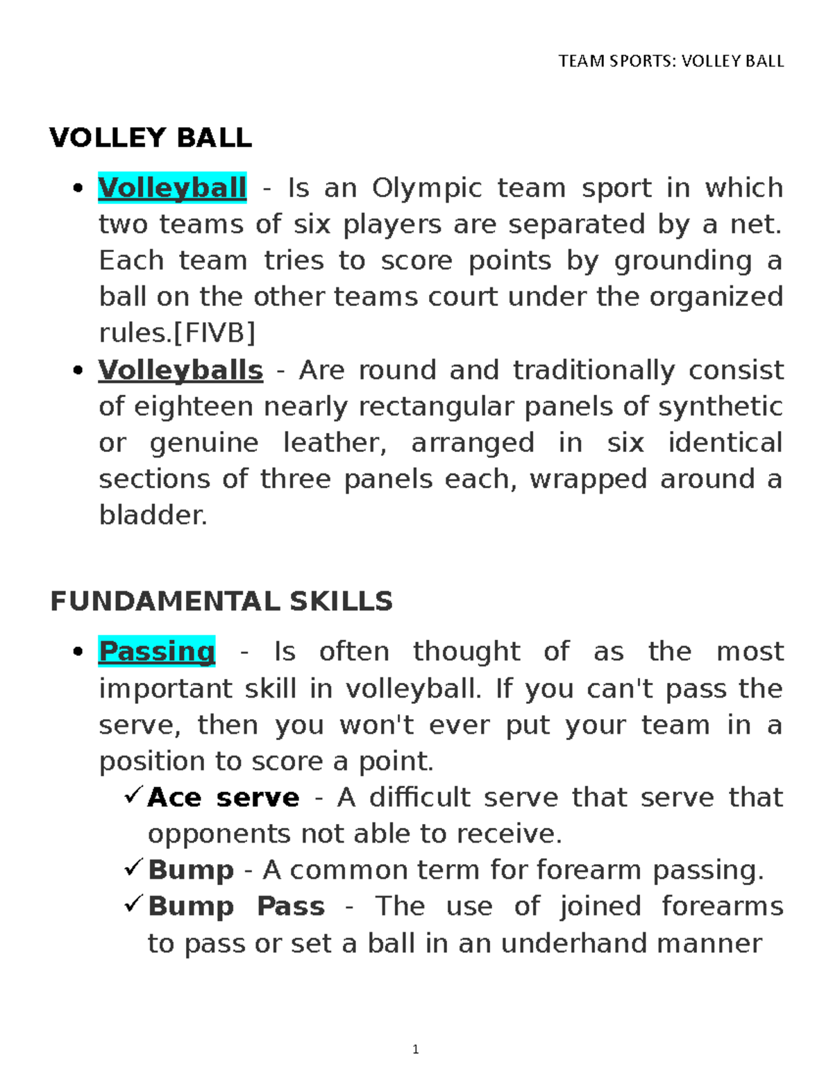 TEAM Sports Volleyball VOLLEY BALL Volleyball Is an Olympic team