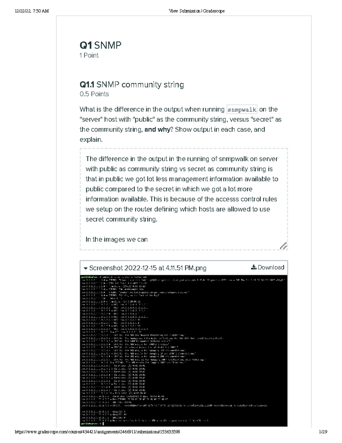Network security - Document - Q1 SNMP 1 Point Q1 SNMP community string ...