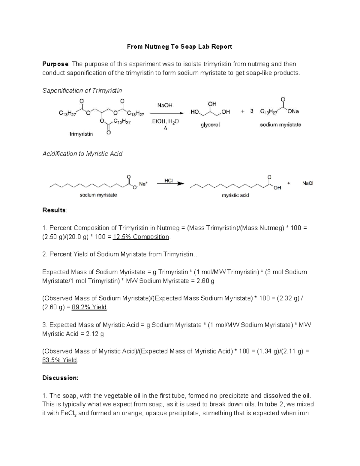 Nutmeg To Soap Lab Report2 From Nutmeg To Soap Lab Report Purpose