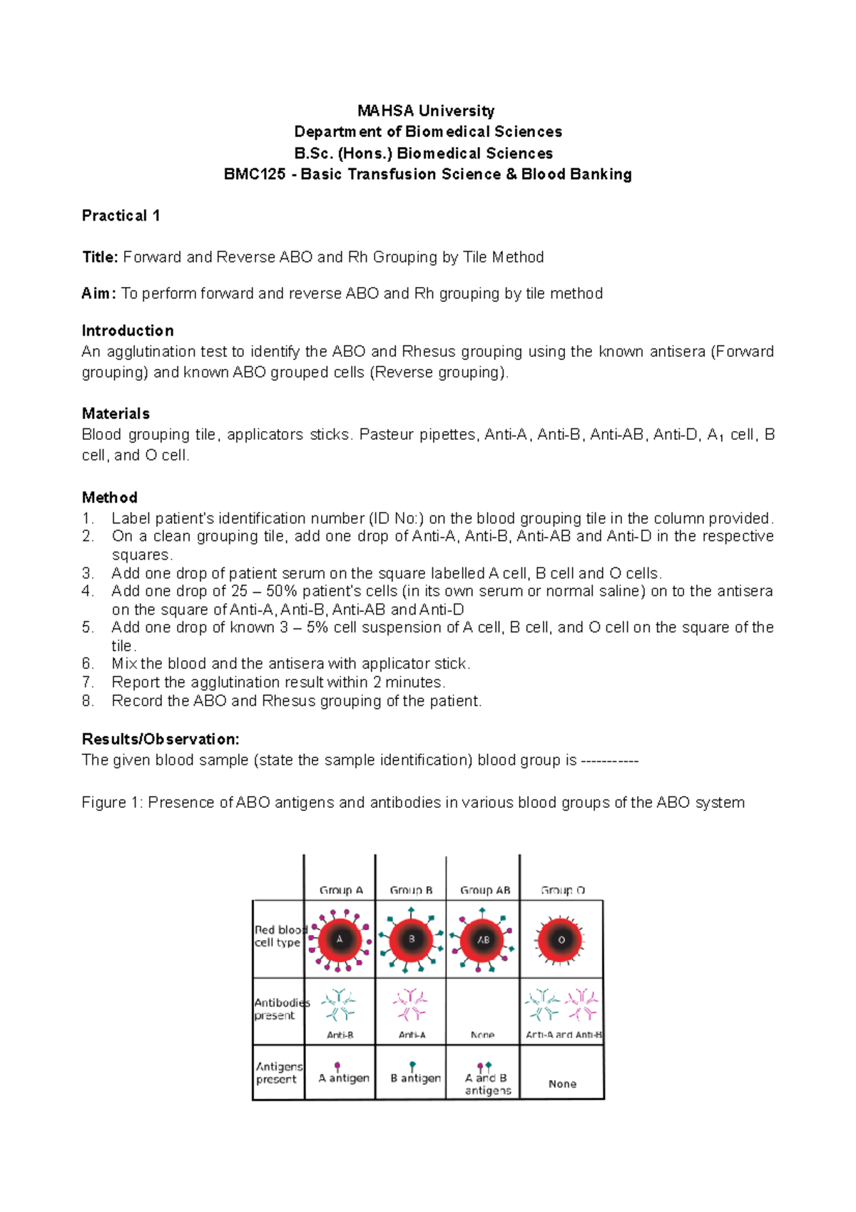 Practical Manual BBK - MAHSA University Department Of Biomedical ...