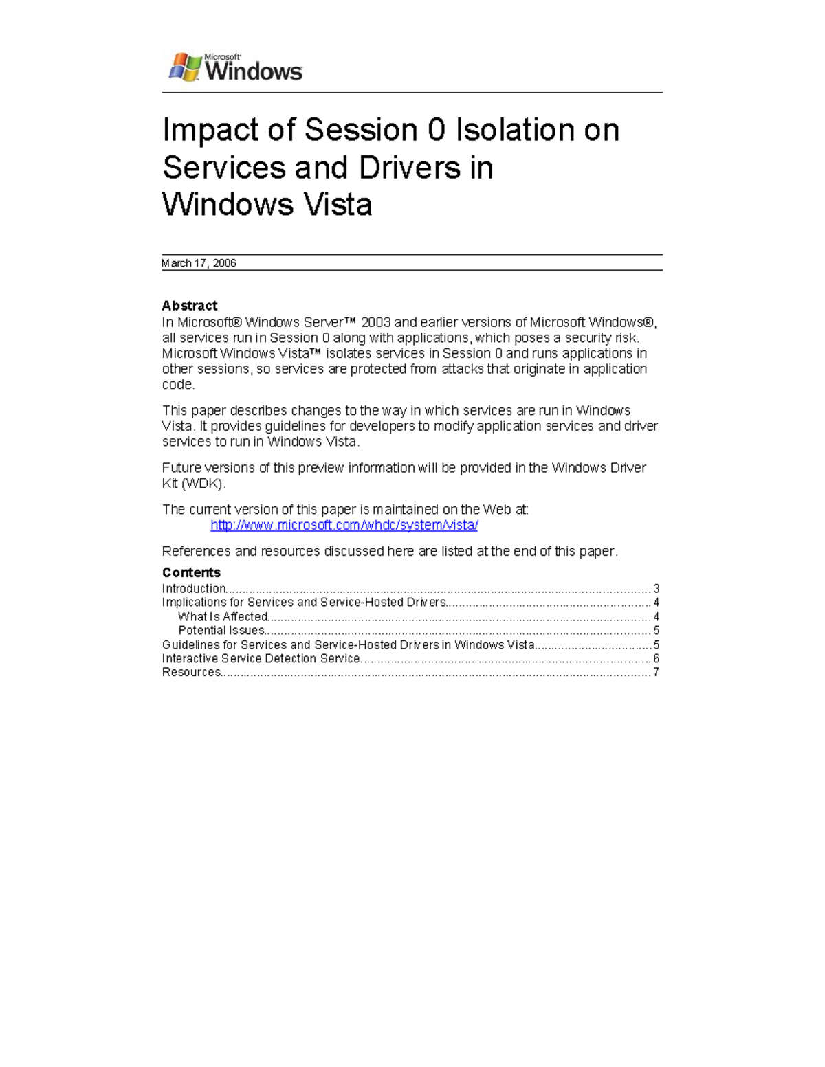 Session 0 Vista - Impact of Session 0 Isolation on Services and Drivers ...