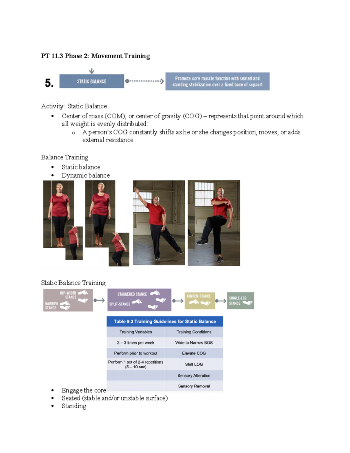 KNES214 Movement Training - PT 11 Phase 2: Movement Training Activity ...