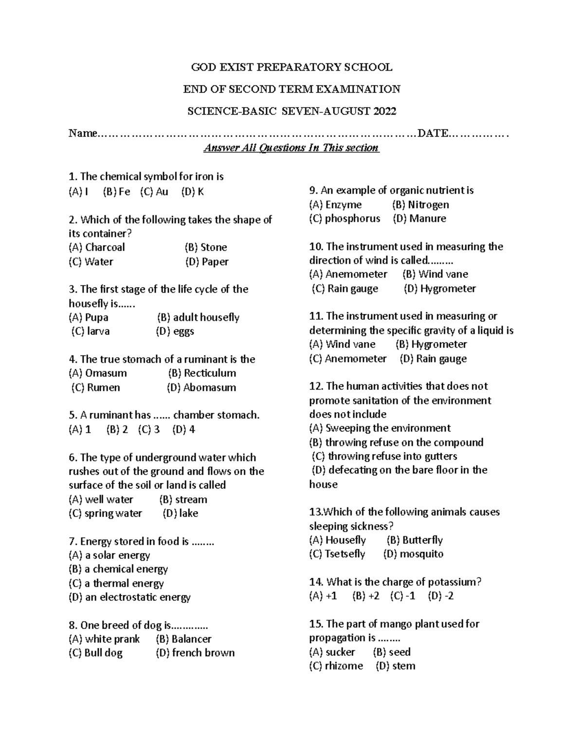 b-s-7-science-god-exist-preparatory-school-end-of-second-term