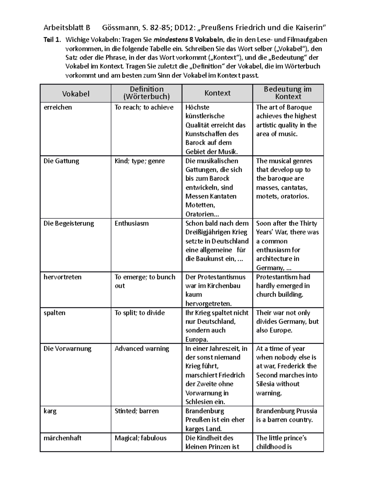 Arbeitsblatt B - Question And Answer For Worksheet - Arbeitsblatt B ...