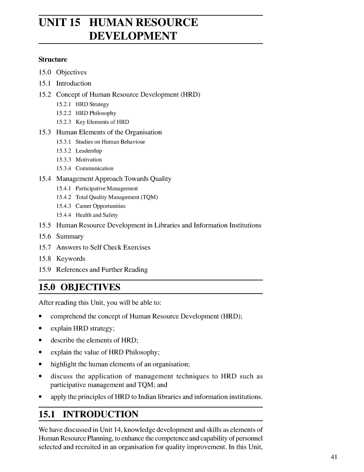 HUMAN RESOURCE DEVELOPMENT - Human Resource Planning UNIT 15 HUMAN ...