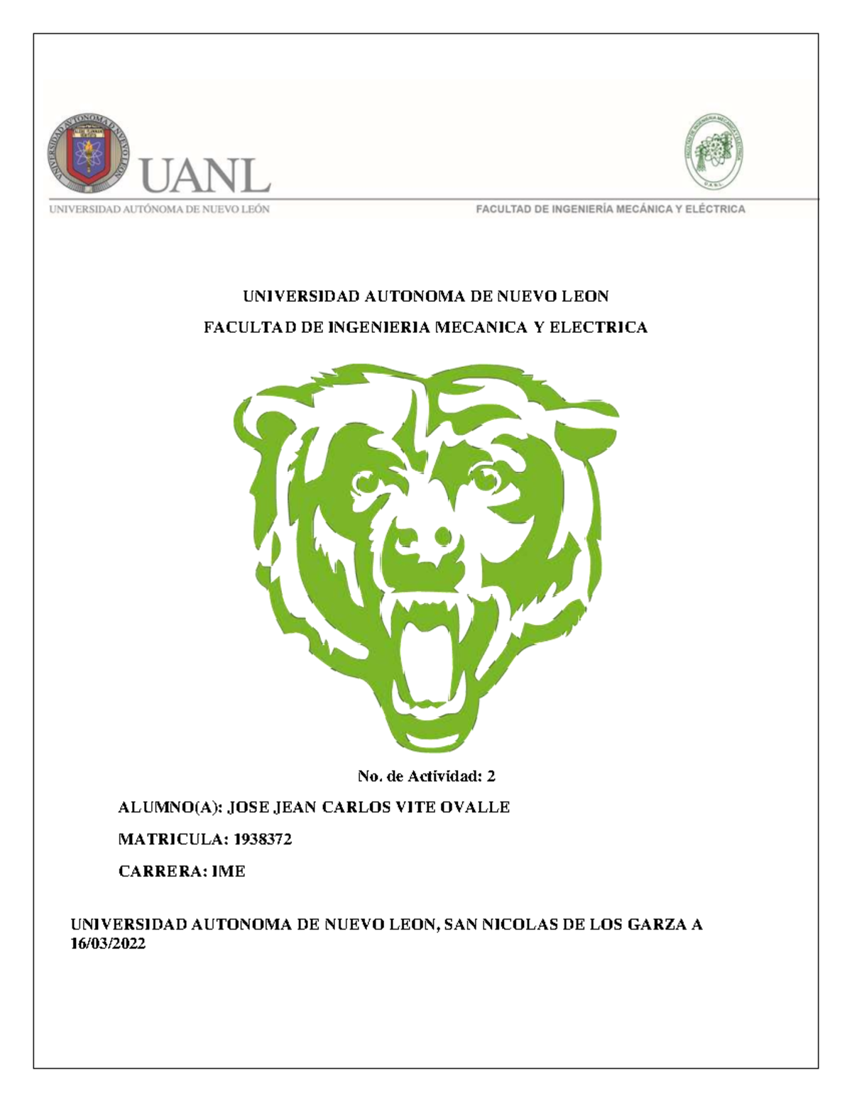 Actividad 2 - tarea - UNIVERSIDAD AUTONOMA DE NUEVO LEON FACULTAD DE ...