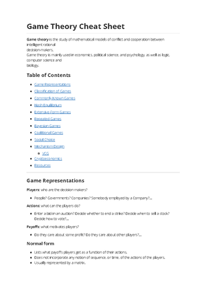 课后答案 - answer for game theory an introduction - This is page i Printer ...