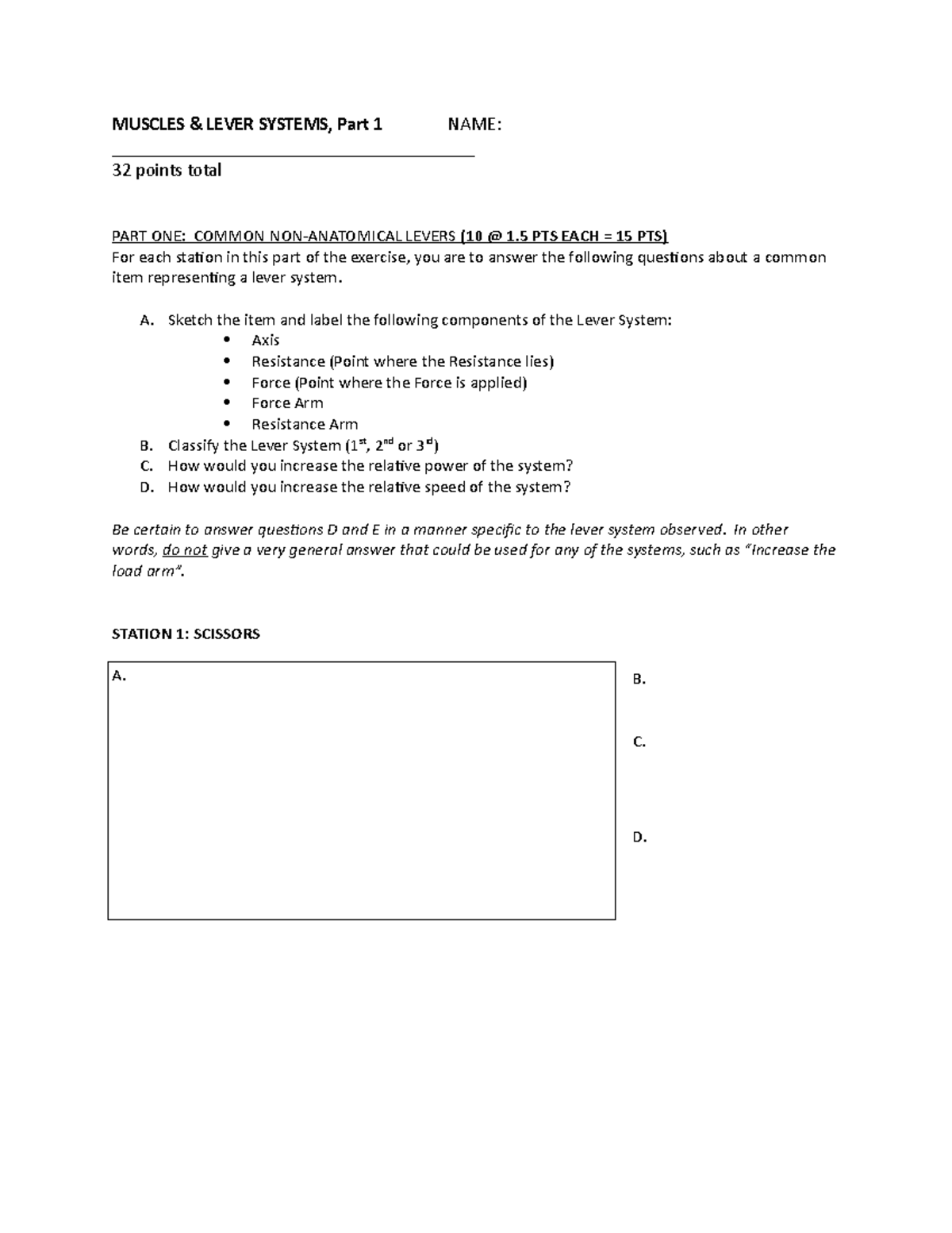6 Lever lab activity part 1 MUSCLES & LEVER SYSTEMS, Part 1 NAME Studocu