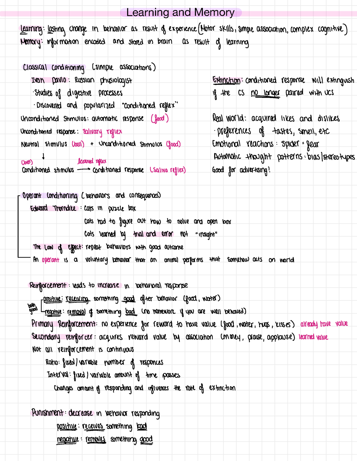 PSY101 - Exam 2 Study Guide Lecture 14 - Learning And Memory Learning ...