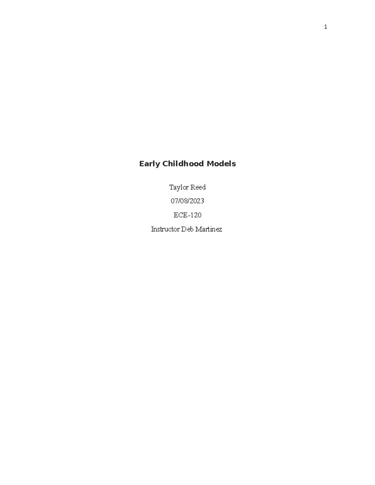 essay on early childhood development