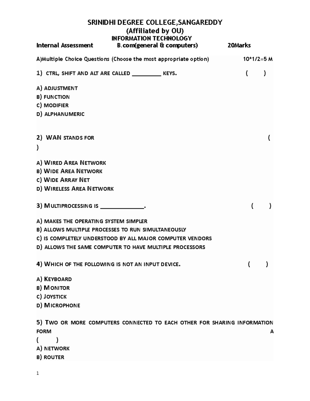 Internal computer paper - (Affiliated by OU) INFORMATION TECHNOLOGY ...