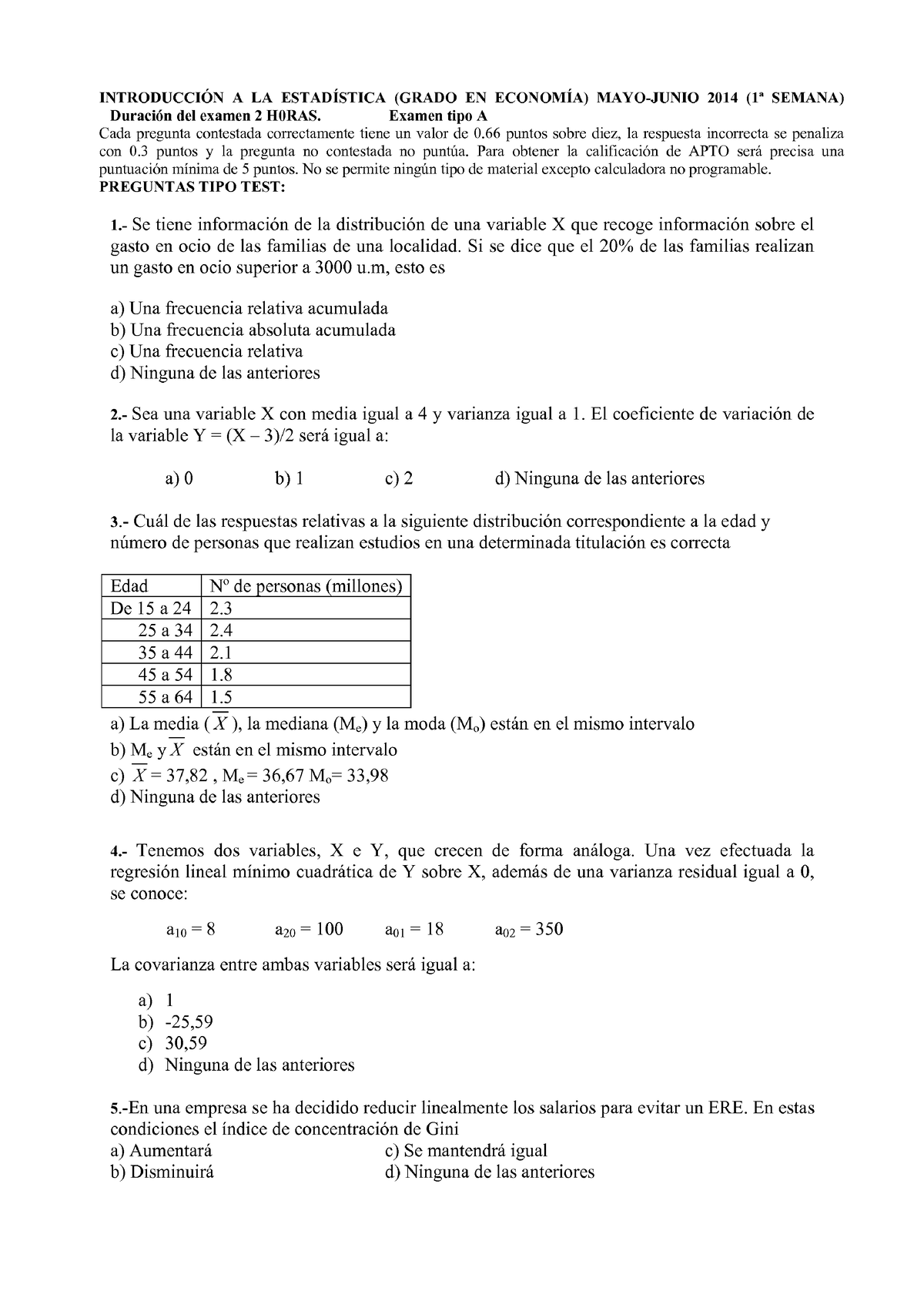 Junio 2014 A - Preparación Examen - Introducción A La Estadística ...