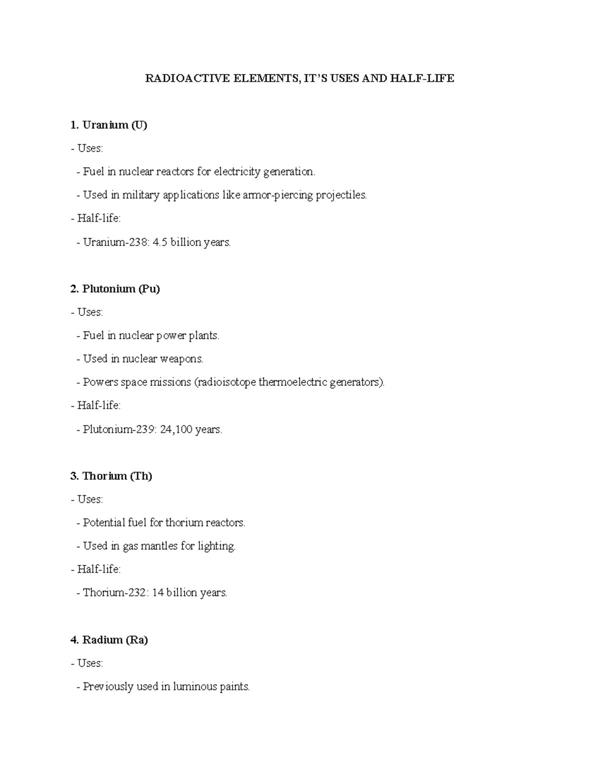Inorganic Chemistry - Radioactive isotopes - RADIOACTIVE ELEMENTS, IT'S ...
