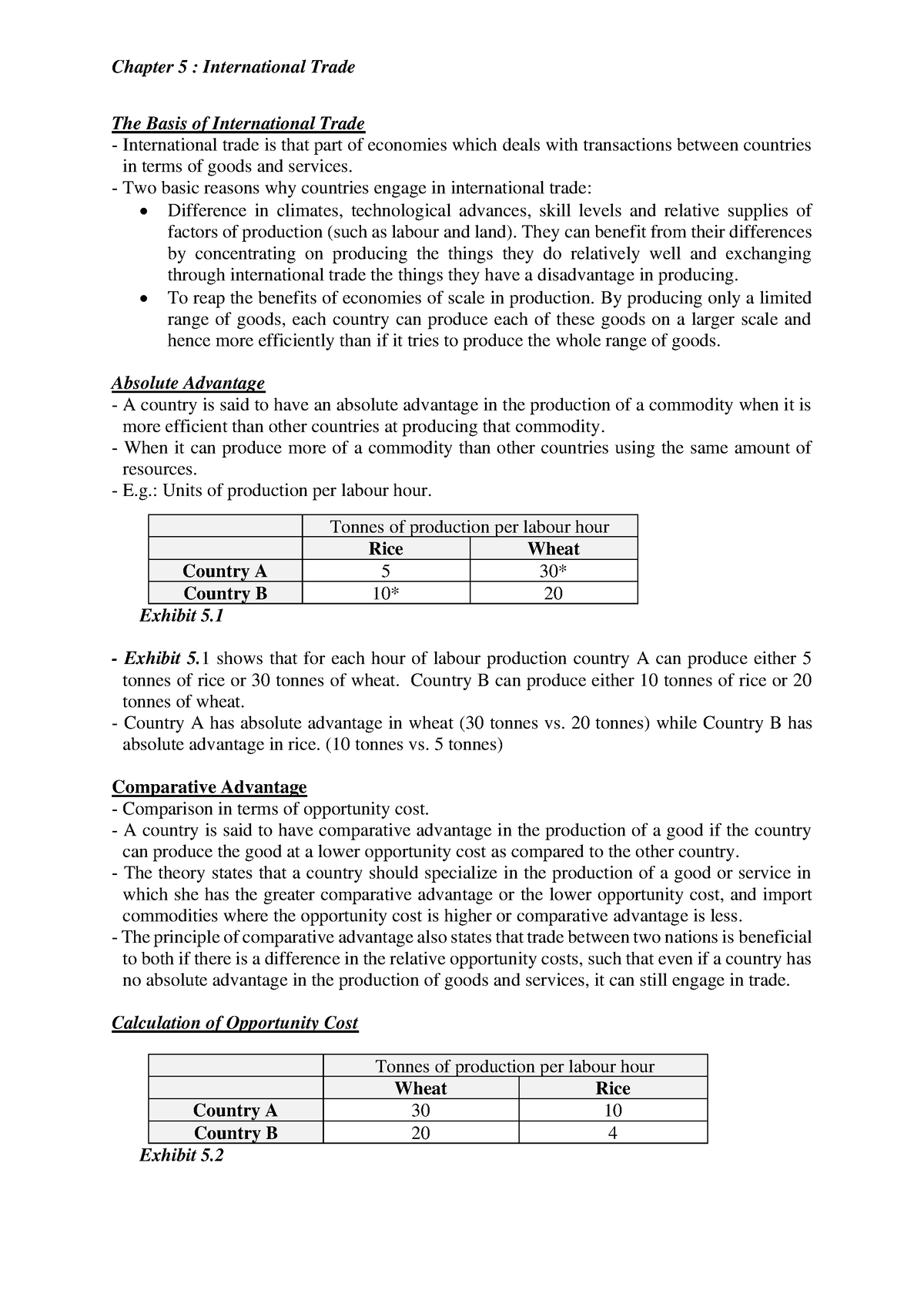 Chapter 5 International Trade The Basis of International Trade