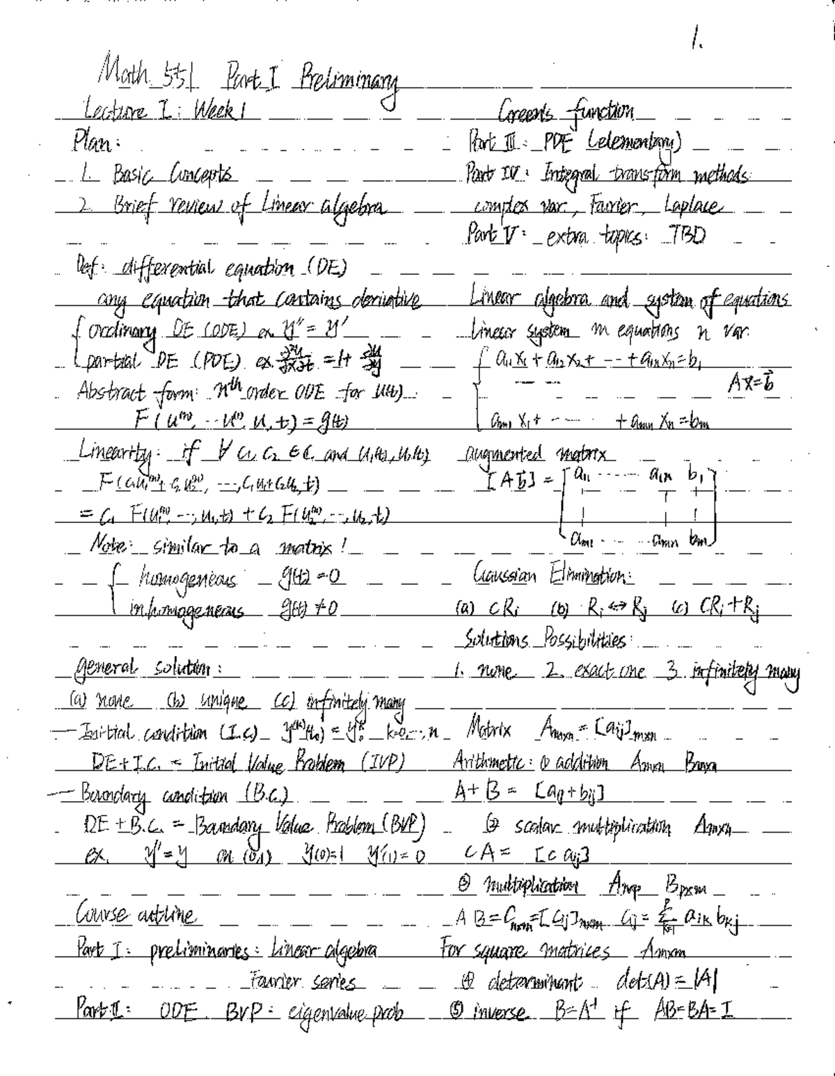 Lecture notes, lectures 1-12 - MATH 551 - Studocu