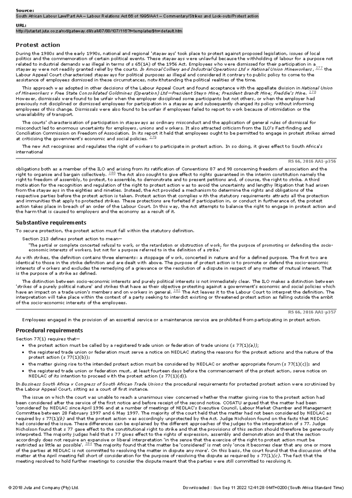 Protest action - act explanation - Source: - Studocu