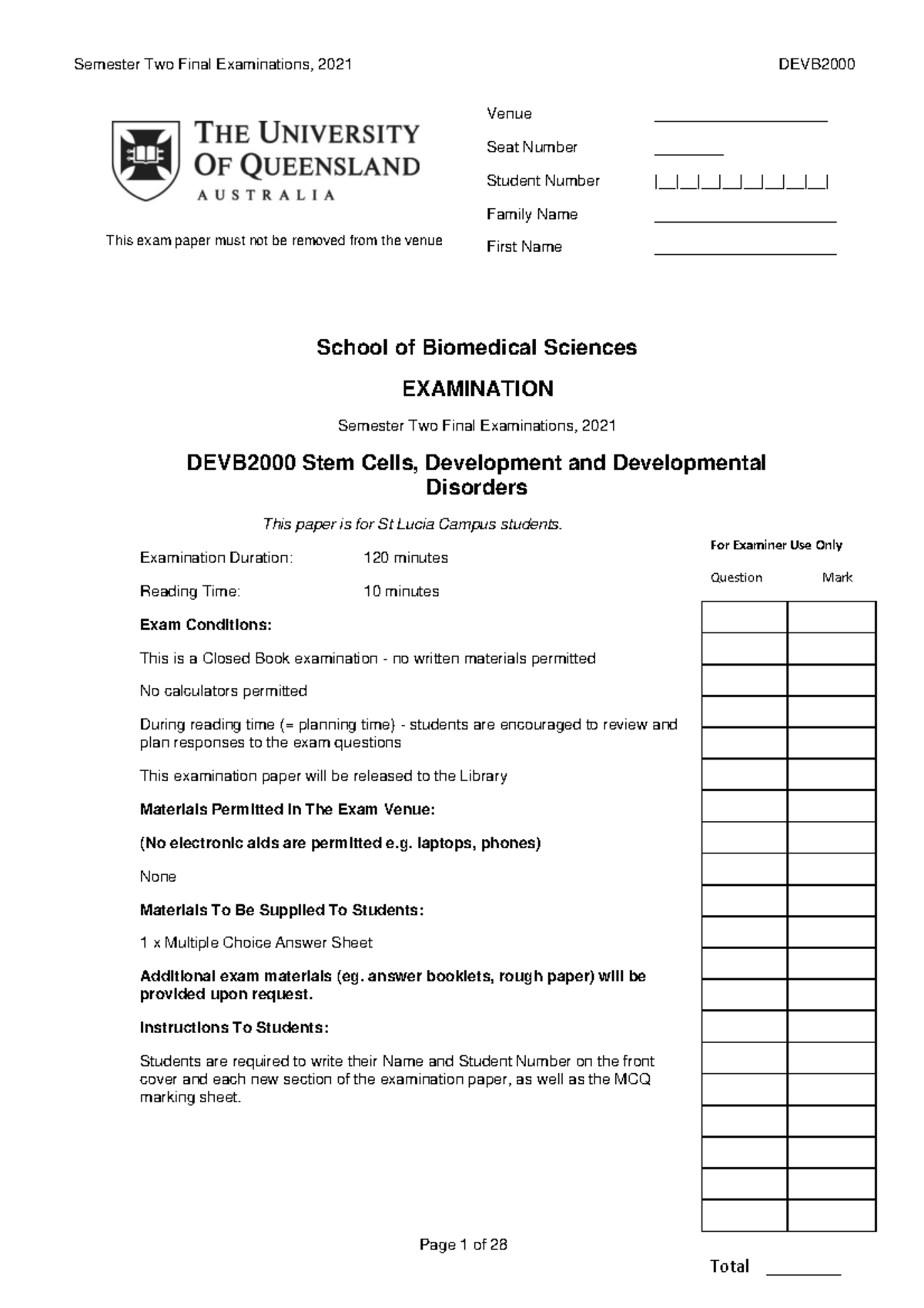 Semester Two Final Examinations 2021 DEVB2000 - Page 1 Of 28 ...