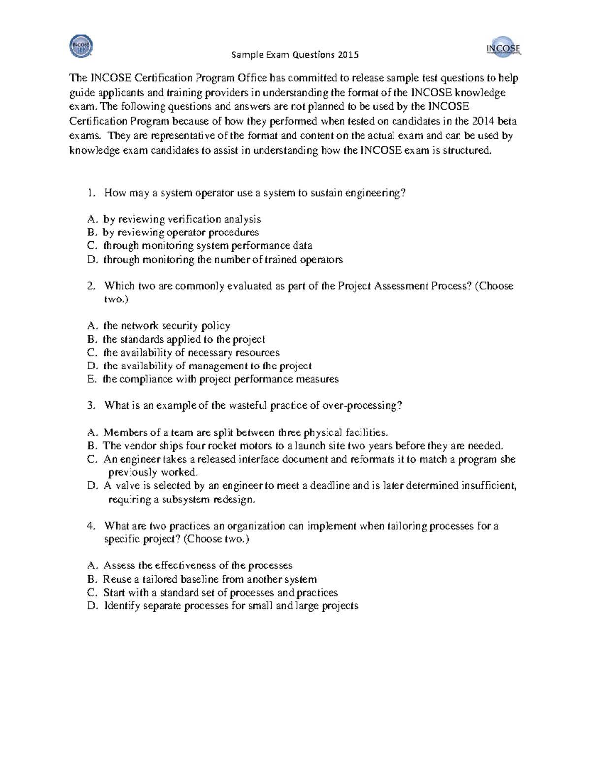 Sample-questions - preguntas tipo al final del anexo - The INCOSE ...