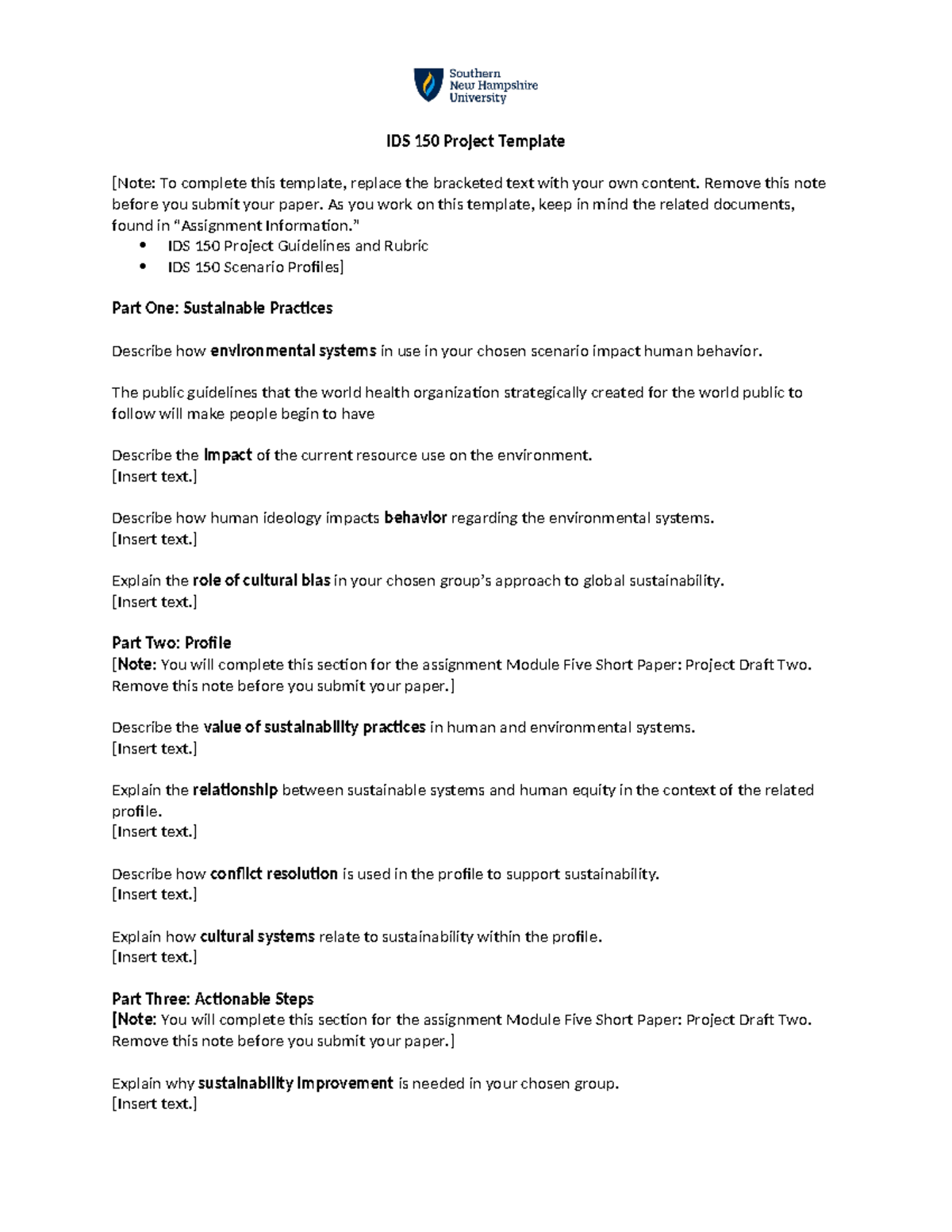 IDS 150 Project Template - IDS 150 Project Template [Note: To complete ...