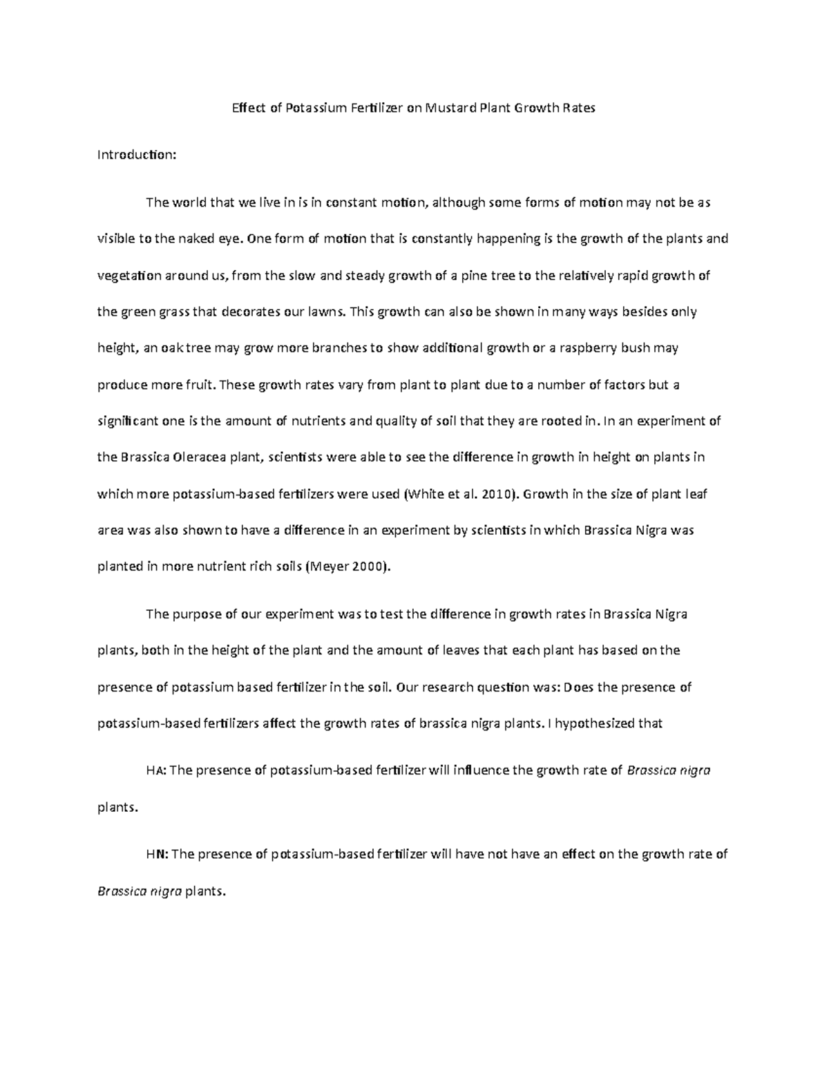 Effect of Potassium Fertilizer on Mustard Plant Growth Rates - Effect ...