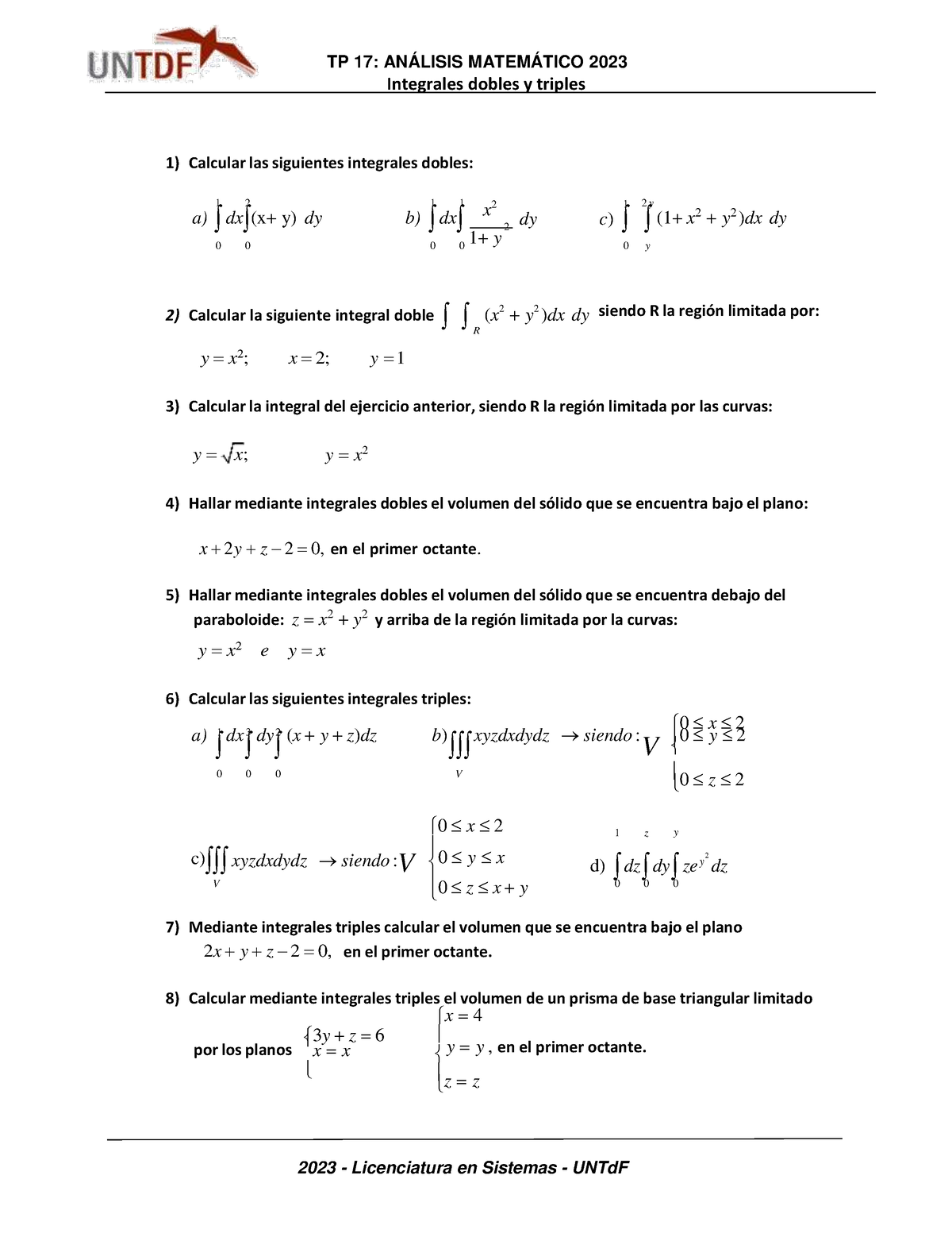 TP17 Fv V Integrales Dobles Y Triples TN 2023 - TP 17: ANÁLISIS ...