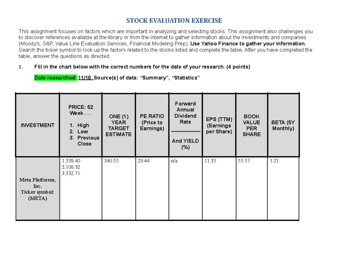 assignment of stocks